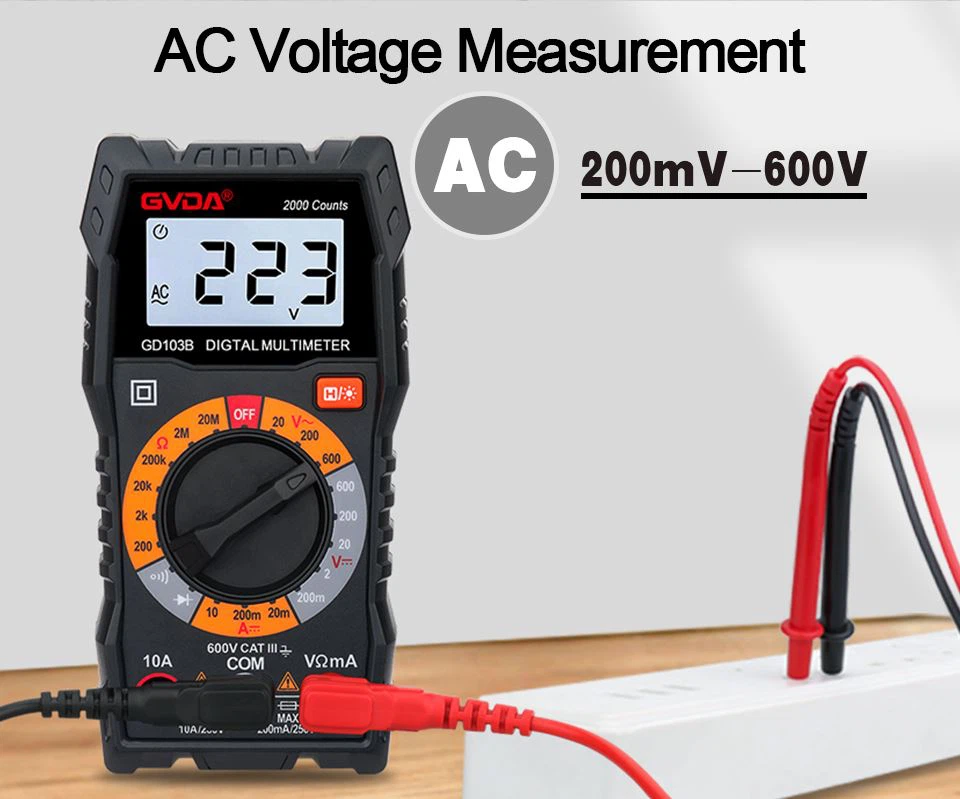 DC/AC jännitteen mittaus Kiinasta GVDA Mini Digital Multimeter GD103B