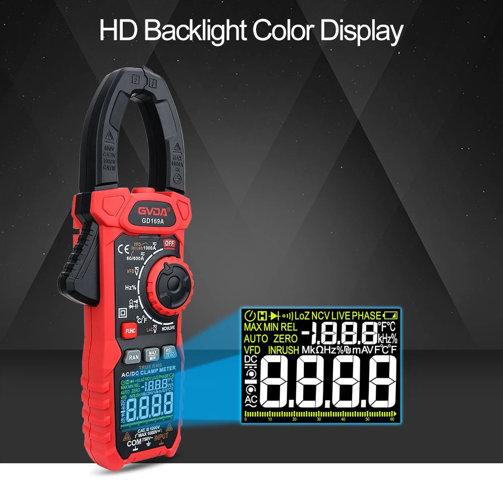 Uuden saapuvan Professiona Digital Clamp Meter Auto Ranging GD169A:n yleiset ...