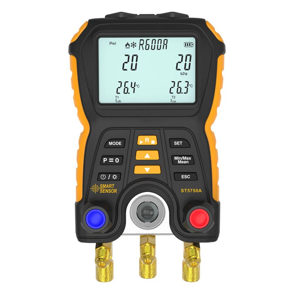 Ilmastoinnin painemittarin uusi sähköinen digitaalinen jakotukkimittari jäähd...
